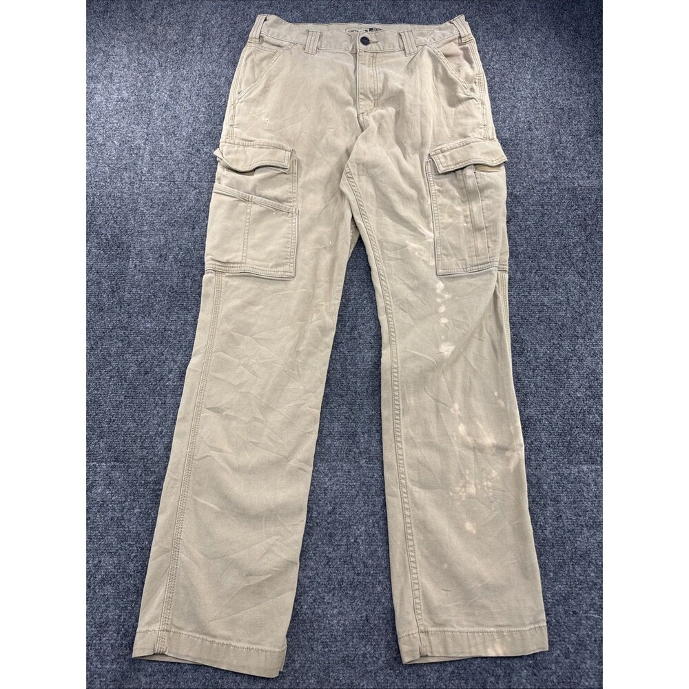 Carhartt Relaxed Fit Cargo Pants Men’s 31x32 Khaki Distressed Workwear